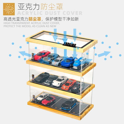 1:64 Scale Mini Car Model Parking Lot Show Case Dustproof Storage Box