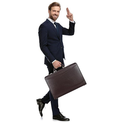 New Leather Travel Briefcase Combination Lock Office Business Handbag