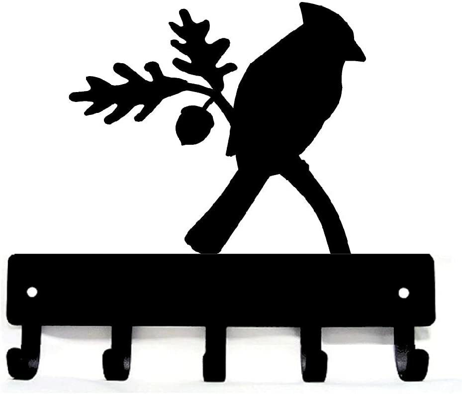 Cardinal Bird Key Rack Hanger - 6 Inch Wide/9 Inch Wide Metal Wall Art