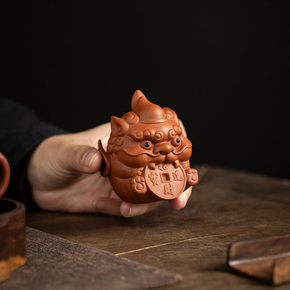 Wealth Bring Zisha Purple Clay Tea Pet Mascot Handmade Craft Chinese Tea Play