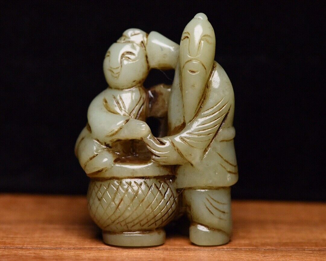 Chinese Natural Hetian Jade Carving Figure Story Statue Figurine Collections Art