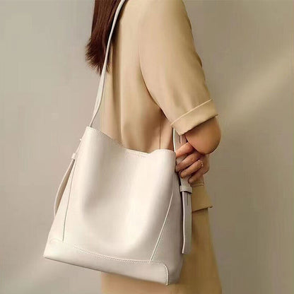 Large Capacity Crossbody PU Leather Single Bag Bucket Shoulder Bag Handbag