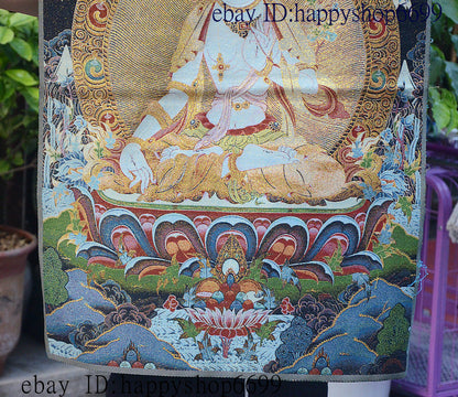 36" Tibet Buddhism Silk Cloth White Tara 7 eyes Thangka Painting Mural 11