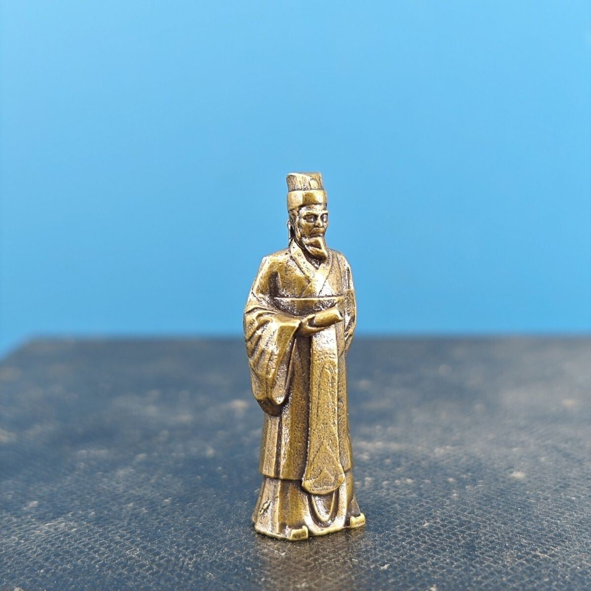 Brass Ancient Man Model Mini Statue Bonsai Rockery Fish Tank Microlandscape
