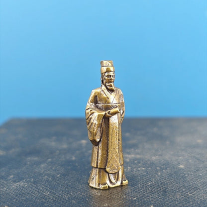 Brass Ancient Man Model Mini Statue Bonsai Rockery Fish Tank Microlandscape