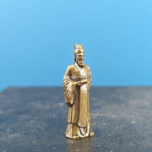 Brass Ancient Man Model Mini Statue Bonsai Rockery Fish Tank Microlandscape