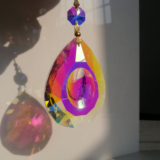 5pcs 76mm Longyan ABcolor Crystal Prisms Pendant Suncatcher Lamp Part Home Decor