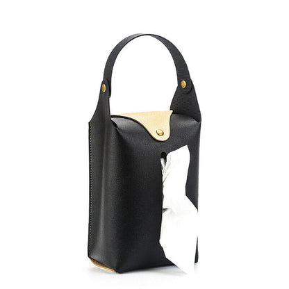 Car Auto Kitchen Bathroom PU Leather Hanging Tissue Bag Tissue Box Paper Holder