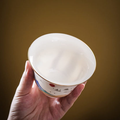 170ml Gaiwan Teacup Dehua Porcelain Bowl Kungfu Tea Set Tea Decor