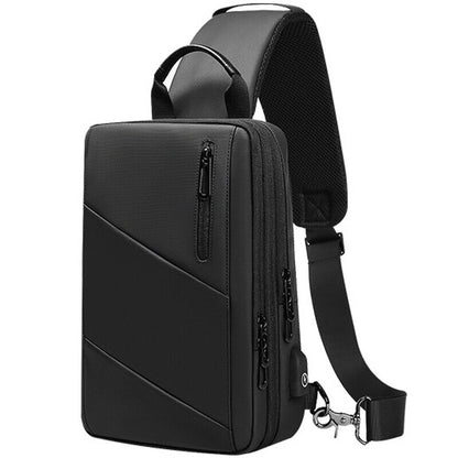 Men's Sling Backpack Oxford cloth Waterproof Crossbody Bag USB Port Sport Bags