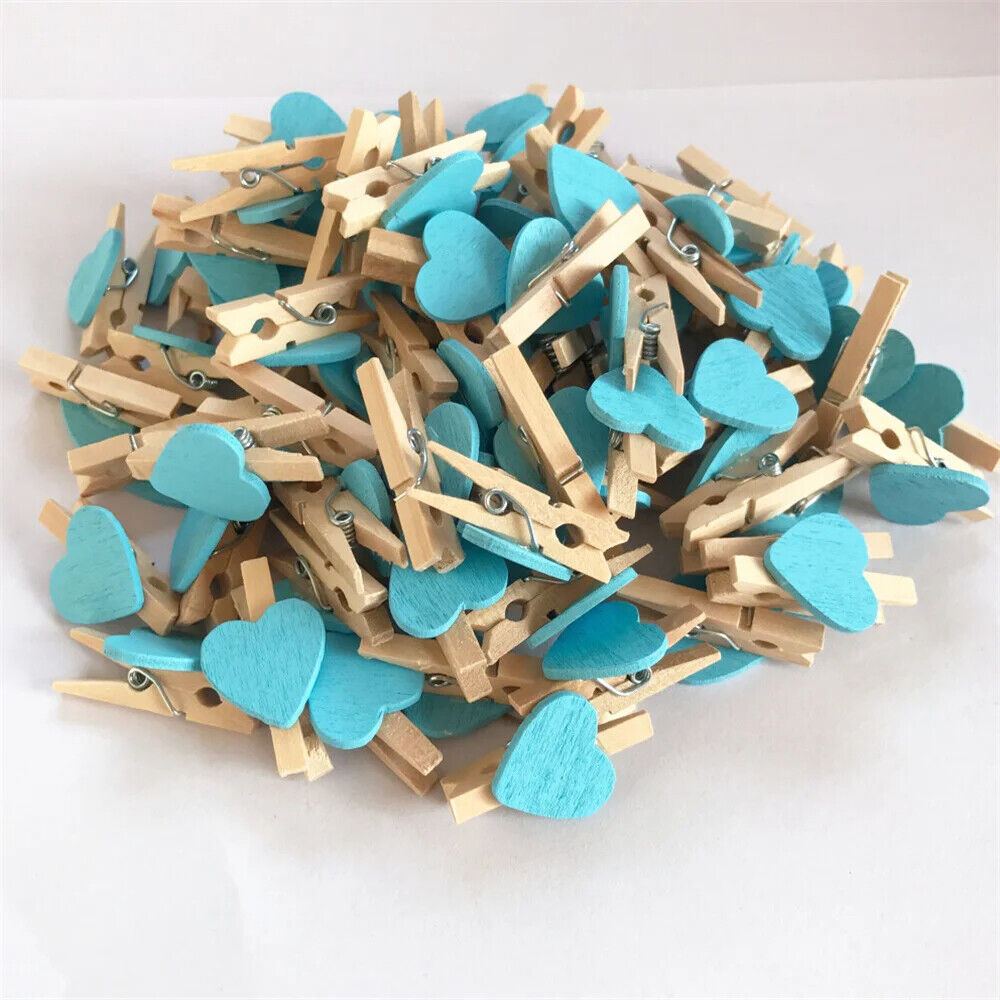 Craft Clothespin 50Pcs Wooden Clips Love Heart Pegs DIY Wedding Venue Decoration