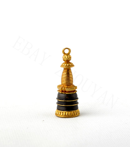 Old Blessed Tibetan Gilt Stupa Pendant Buddhist Amulet Nectar Pill Sutra Holder