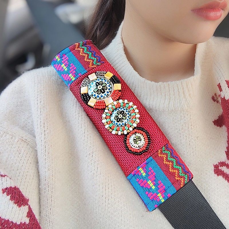 Bohemian Ethnic Seat Belt Covers 2 Pack Universal Car Shoulder Pads