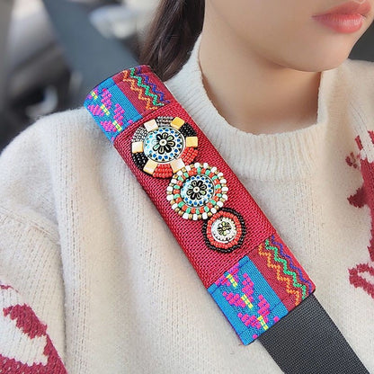 Bohemian Ethnic Seat Belt Covers 2 Pack Universal Car Shoulder Pads