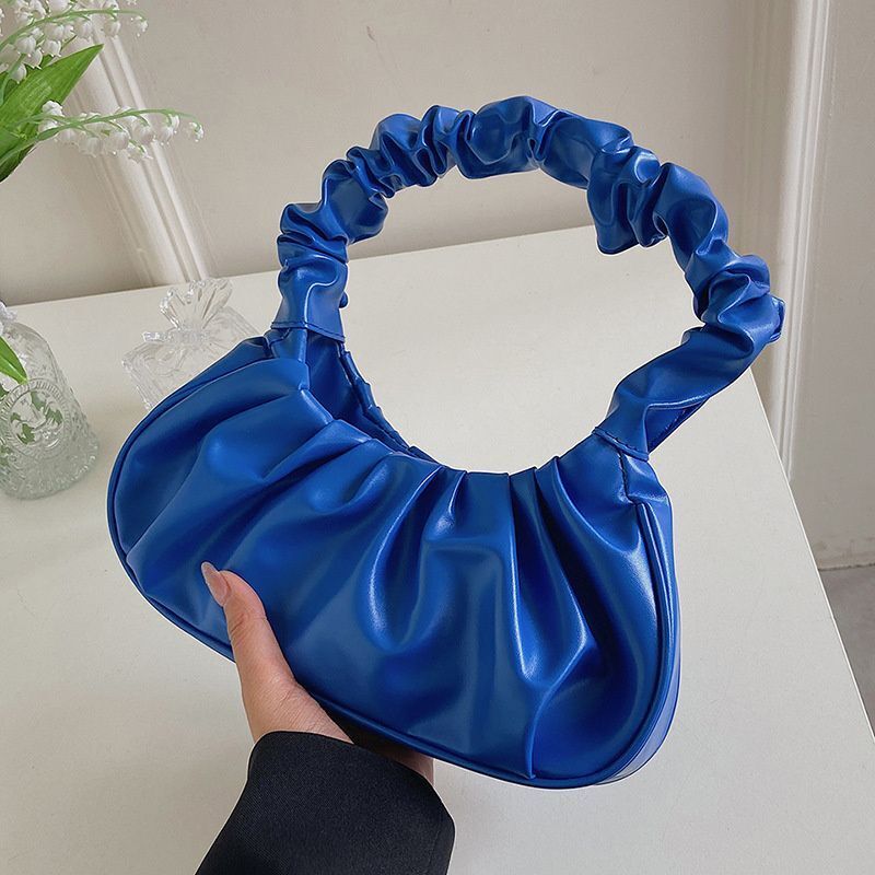 Pleated Synthetic Leather Bags Dumpling Tote Armpit Purse Underarm Bag