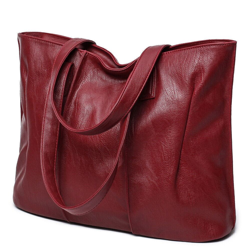 Ladies PU Handbag Large Capacity Tote Bag Women Travel Lightweight Multi Pockets
