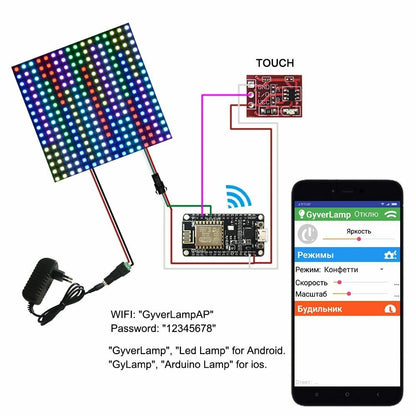 Touch Lamp Matrix 16x16 DIY WiFI Bendable Flexible Addressable Strip Pixel Light