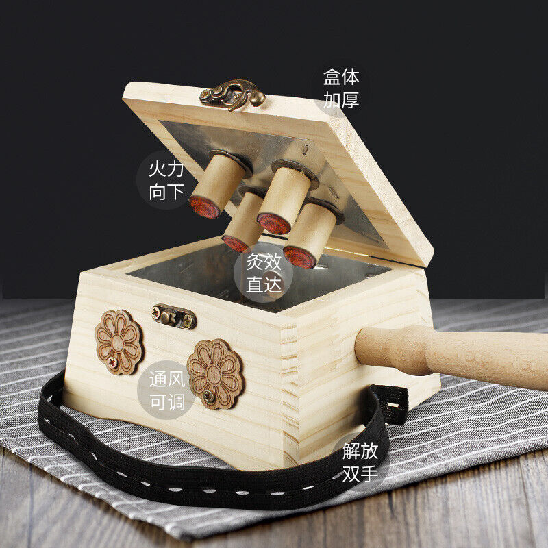 Wooden Moxibustion Box Portable Moxa Column Wormwood Fumigation Massage Tool 艾灸