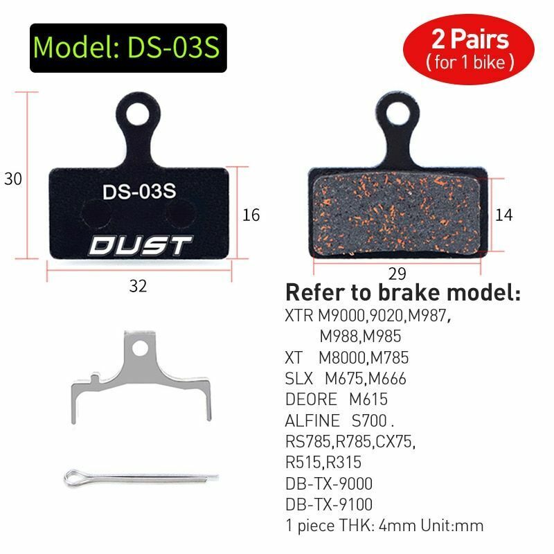 Bicycle Disc Brake Pad 2 pairs (4 pcs) Bike Hydraulic Semi-Metallic Cycling SRAM