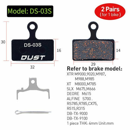 Bicycle Disc Brake Pad 2 pairs (4 pcs) Bike Hydraulic Semi-Metallic Cycling SRAM