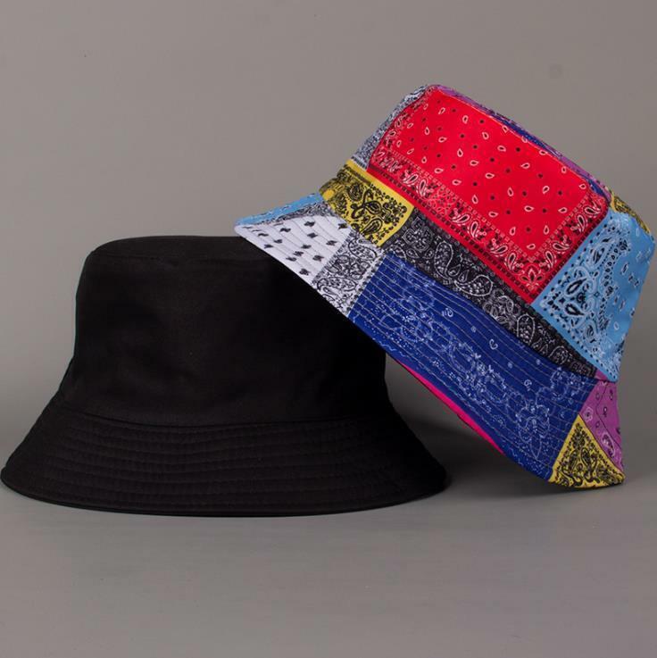 Bandanna Paisley Bucket Hat Cap Double-sided Fisherman's Cap Men Women Cotton