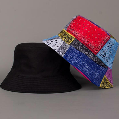 Bandanna Paisley Bucket Hat Cap Double-sided Fisherman's Cap Men Women Cotton