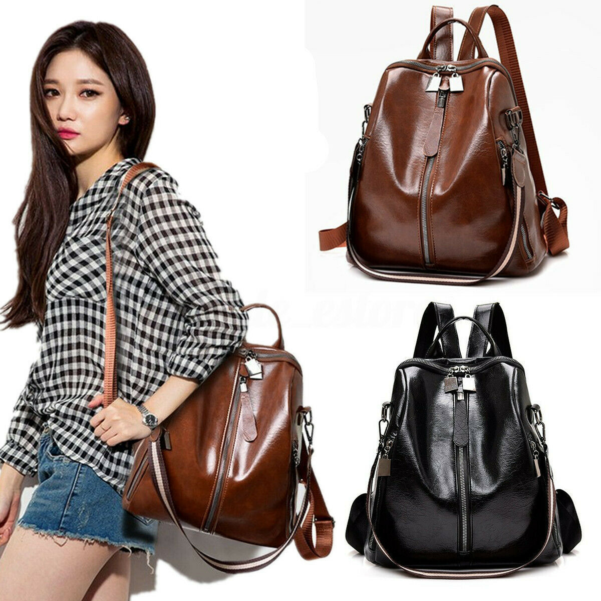 Womens Ladies PU Leather Handbags Backpack Shoulder Bags Back To School Rucksack
