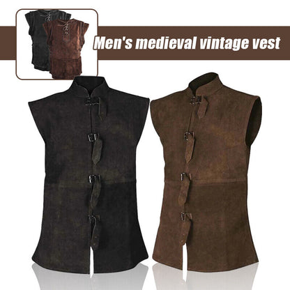 Men Medieval Buccaneer Vest Priate Costume Renaissance Steampunk Waistcoat Top