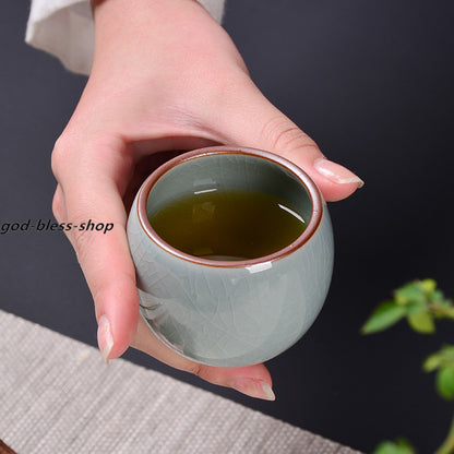 Crackle Glaze Porcelain Tea Cup 80ml Chinese Kungfu Tea Cup Ceramic Geyao Cups
