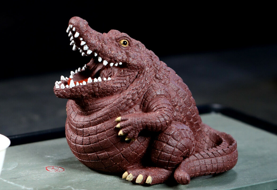 chinese yixing zisha handmade tea pet crocodile decoration Purple Clay 