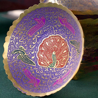 Nepal Peacock Bowl Copper Alloy Candy Tray Snack Plate Decoration Bowl