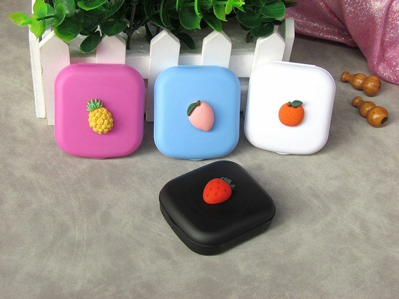 Contact Lens Case Box Mirror Women Mini Square Lovely Eyes Container Bag Travel