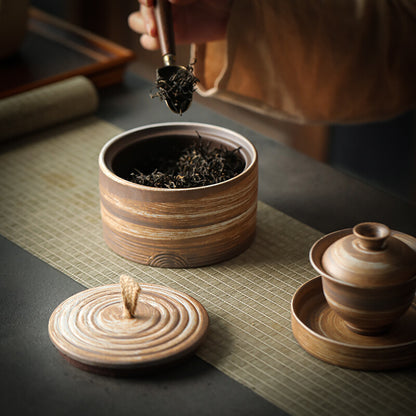 Coarse Pottery Tea Jar Sealed Jar Ceramic Household Tea Storage Box Storage Jar