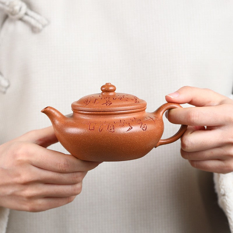 Original Ore Real Yixing Zisha Jiangpo Clay Tea Pot Chinese Handmade Carved Pot