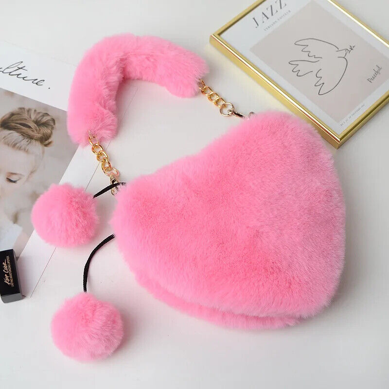 Winter Bag Women Faux Fur Totes Underarm Handbags Party Shoulder Bags
