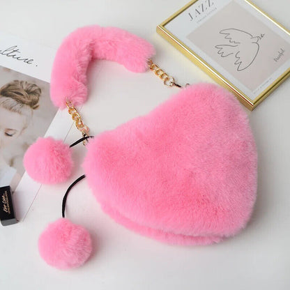 Winter Bag Women Faux Fur Totes Underarm Handbags Party Shoulder Bags