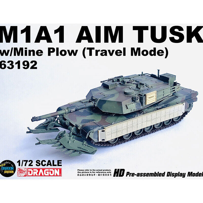 Dragon 1/72 U.S. M1A1 AIM TUSK Main Battle Minesweeper Tank 63192 Model Toys