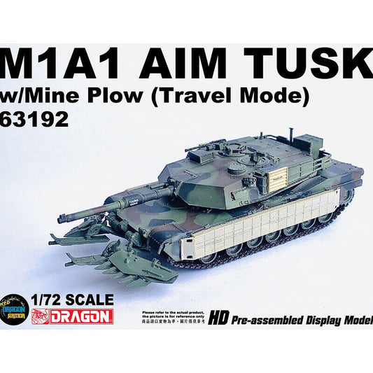 Dragon 1/72 U.S. M1A1 AIM TUSK Main Battle Minesweeper Tank 63192 Model Toys