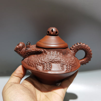 Vintage Chinese Yixing Purple Clay Teapot Zisha Ceramic Carving Dragon Teaware