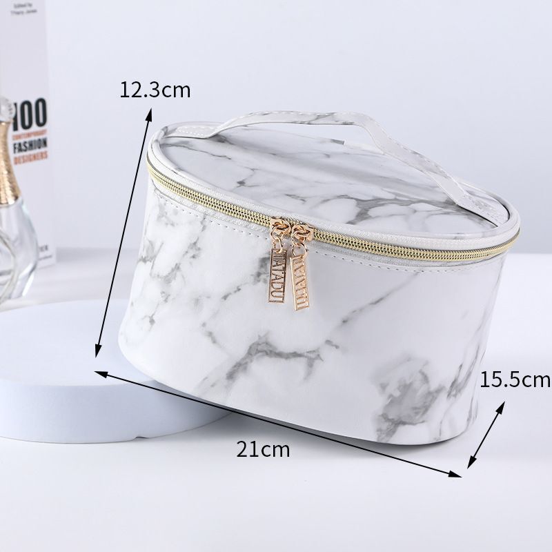 Marble Pattern Cosmetic Bag Toiletries Storage Handbag Waterproof Makeup Cases