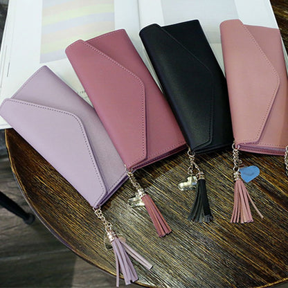 Long Wallet Purses Tassel Coin Purse Card Holder Money Bag Synthetic Leather 1PC