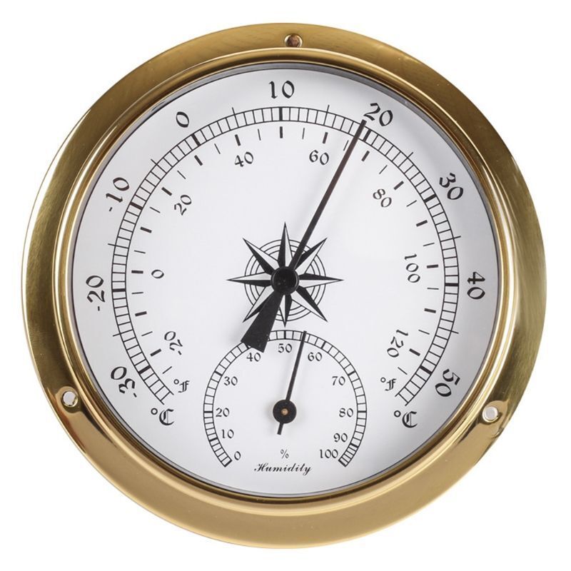 Hygrometer Barometer 115mm Wall Mounted Thermometer Tidal Clock Weather Station