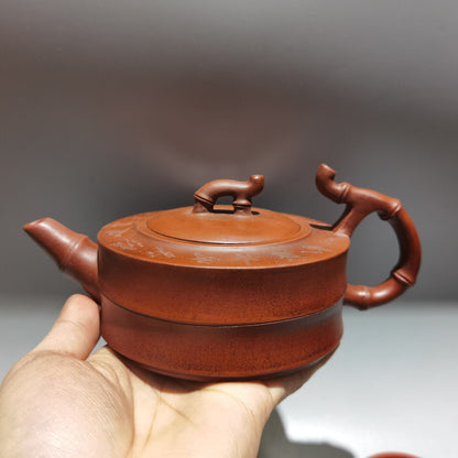 Chinese Yixing Zisha Clay Handmade Exquisite Teapot（像竹套壶 低款：朱可心）