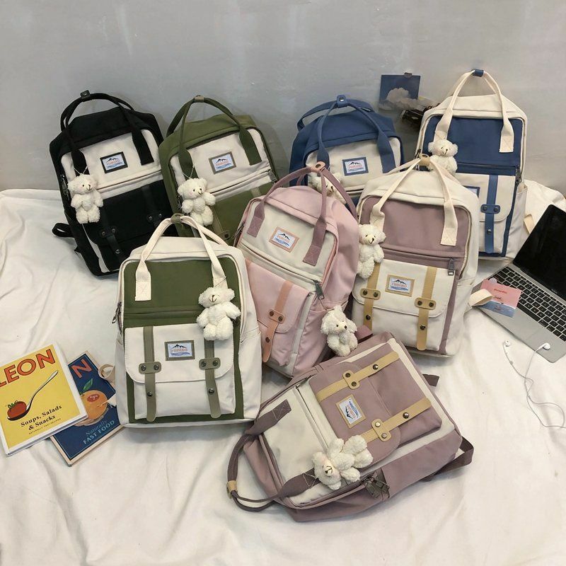 Backpack Women Large Capacity School Tote Rucksack Girls Patchwork Laptop Travel