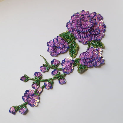 Clothes Sewing Appliques Beaded Sew On Peony Flower Patches Jacket Decor 10x31cm