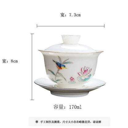 170ml Dehua Gaiwan Ceramic Home Kung Fu Tea Cup Bowl Tea Set Tureen Tea