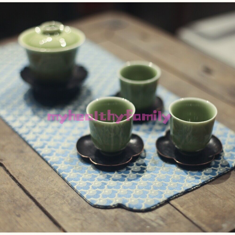 Boutique Handmade Gaiwan Porcelain Tea Cup Bamboo Relief Celadon Tureen 100ml