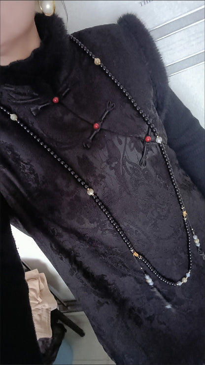 New Chinese Hanfu Crossbody Chain Long Tassel Liuli Beaded Necklace Ethnic Style
