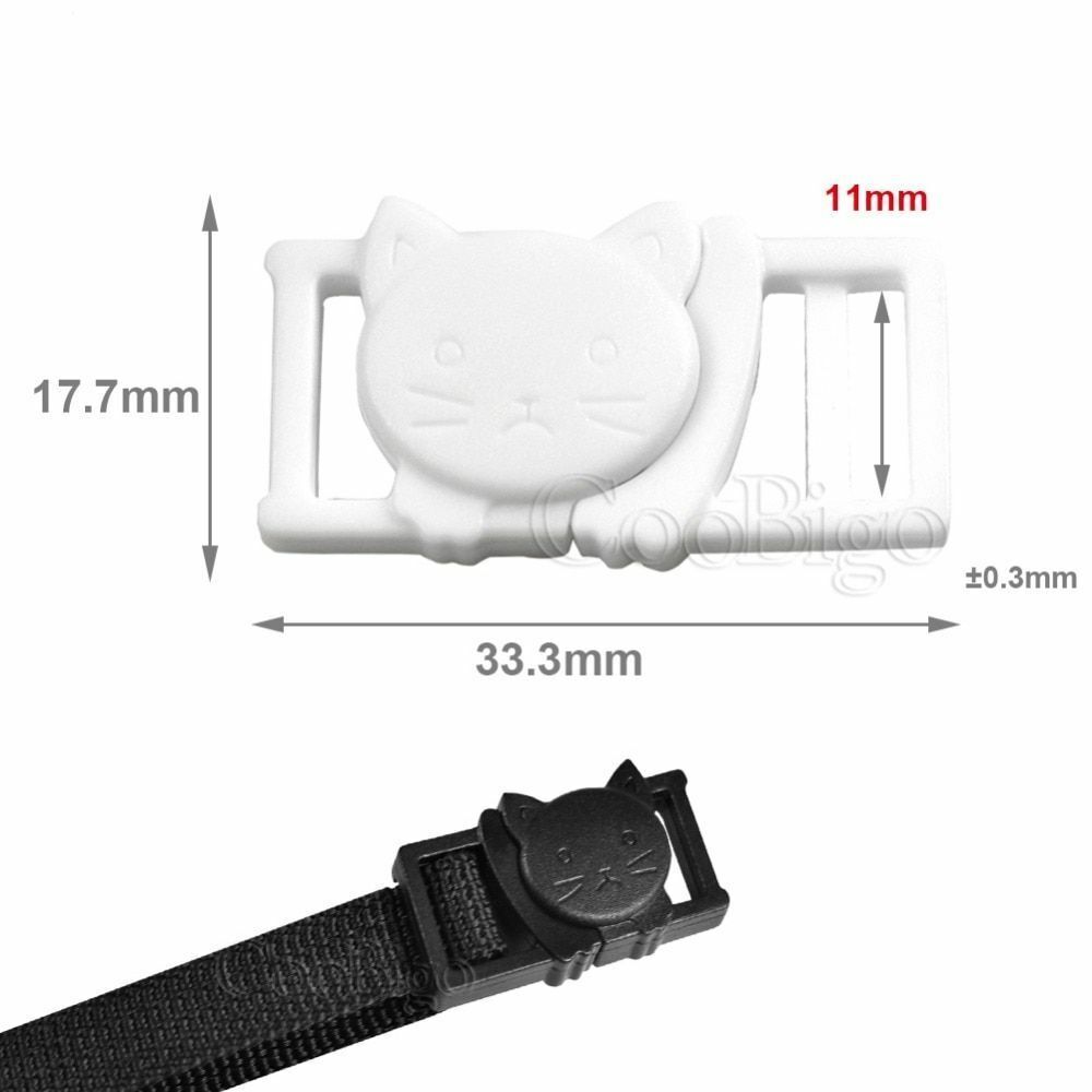 Cat Head Plastic Side Release Buckle Clips Outdoor Backpack Pet Collar 12pcs