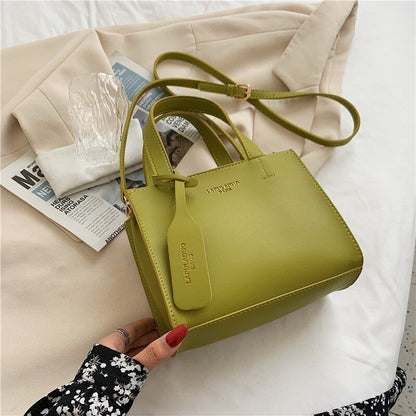 Soft Leather Crossbody Bag Women Solid Color Shoulder Purse Trendy Handbag Green